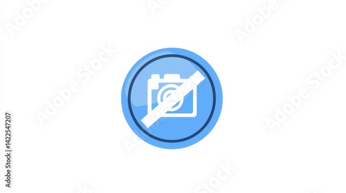 Free Download No photo button icon with blue circle, crossed-out lines, and camera symbol on a white background - GFXLoad