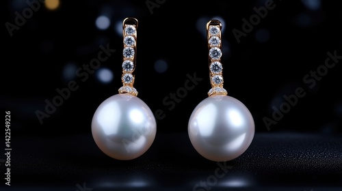 Elegant pair of pearl earrings, showcasing exquisite design and luxurious details.