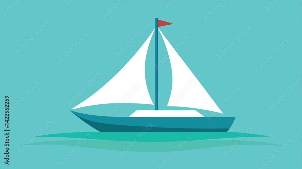 Fototapeta premium Sailing Boat on Turquoise Waters in Watercolor Style