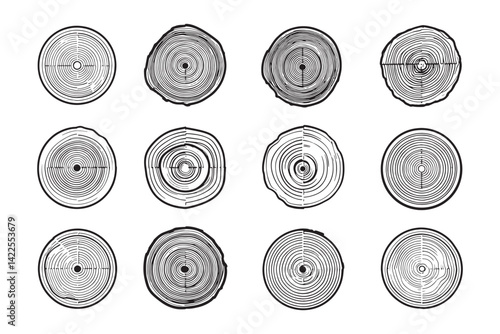 Tree Ring Icon with Clean Line Art
