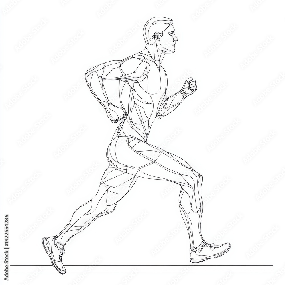 Fototapeta premium athlete young man sportman running health activity lifestyle one line art design vector -