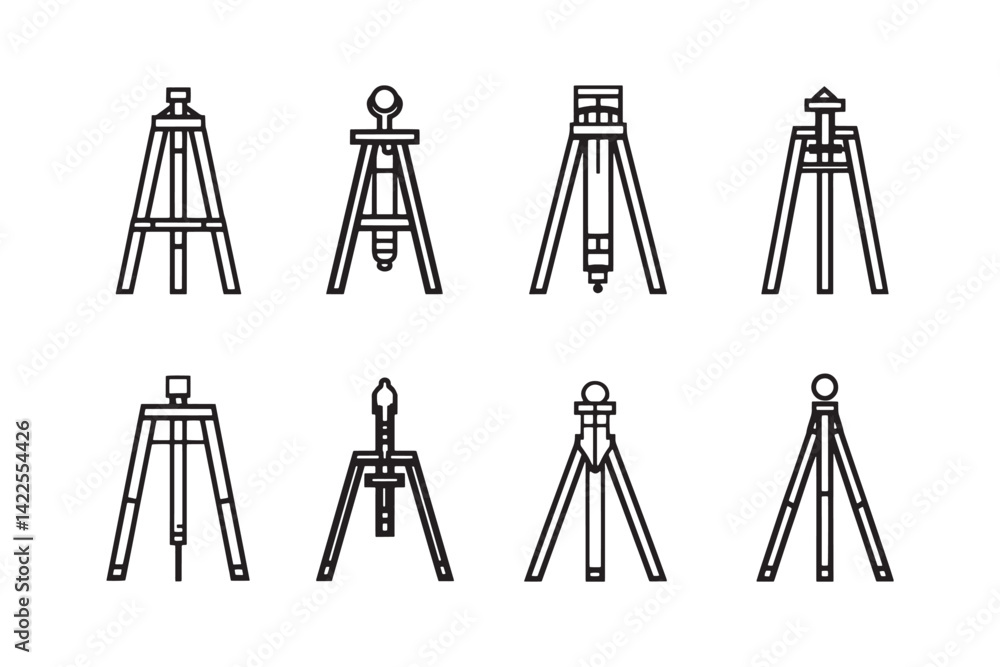 Tripod Icon minimalist 2D line art