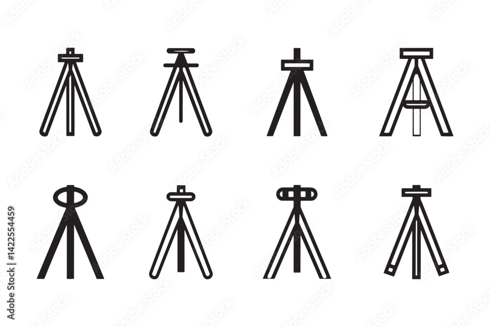 Ultra minimalist Tripod Icon line art Ultra minimalist Tripod Icon line art