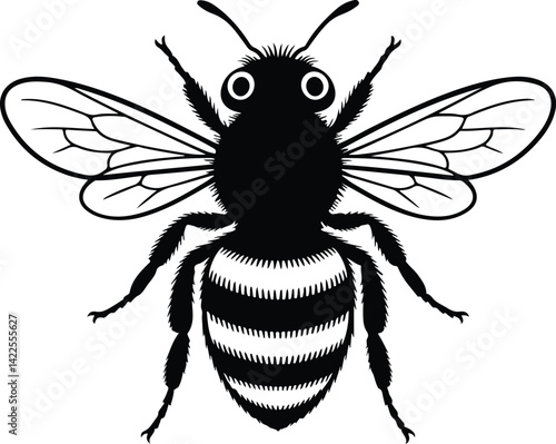 Bee Silhouette Set | Insect Vector Icons in Black Honey Bee Outline Clipart | Flying Bee Silhouettes