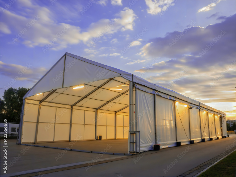 Greenhouse or awning, trade tent, production of canopies and awnings, exhibition sample Greenhouse or awning, trade tent, production of canopies and awnings, exhibition sample