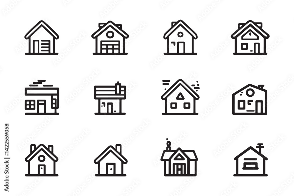 Fototapeta premium Vacation House Icon Minimalist 2D Line Design