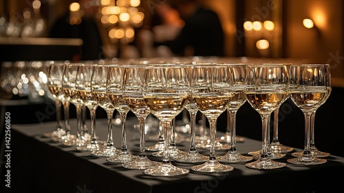 Champagne glasses elegantly displayed at a charity event