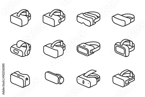 VR Headset Icon Minimalist Line Art