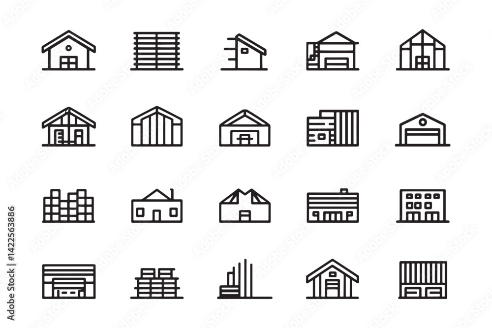 Warehouse line art minimalistic design vector Warehouse line art minimalistic design vector