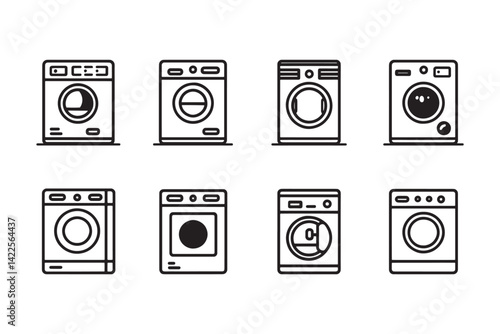 Washing machine icon minimalist 2D line