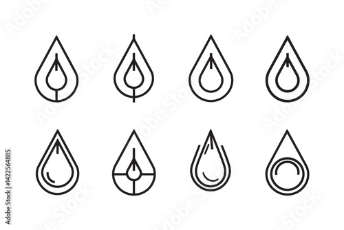 water drop icon simple ultra-minimalist line art