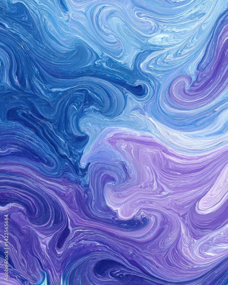 A captivating blend of swirling blues and purples creates a fluid, abstract painting with a vibrant sense of depth and movement. A captivating blend of swirling blues and purples creates a fluid, abstract painting with a vibrant sense of depth and movement.
