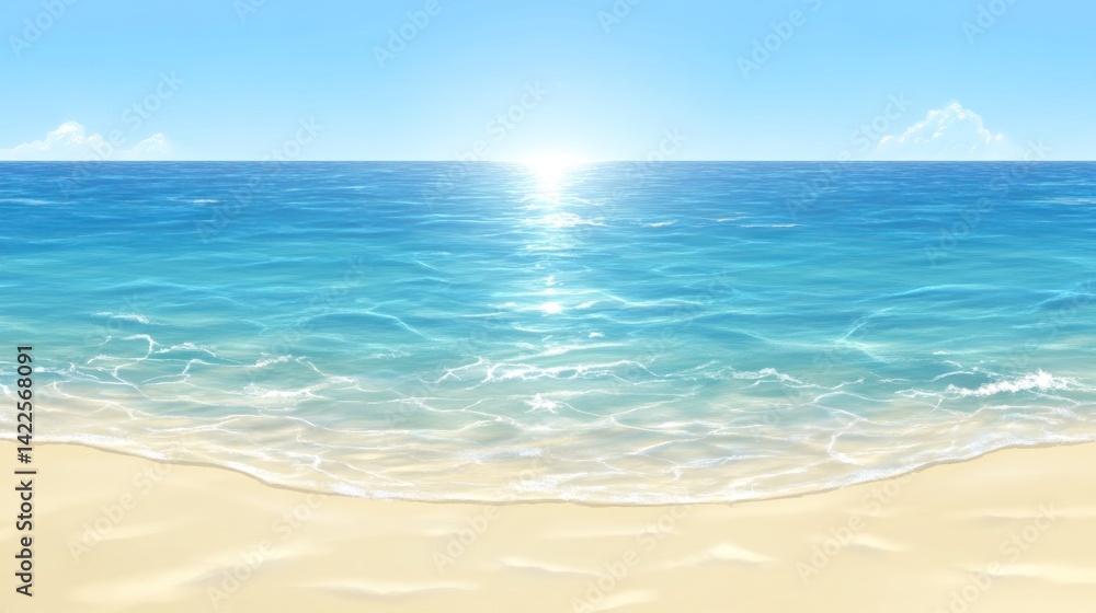 Fototapeta premium Tranquil ocean beach scene on a sunny day.