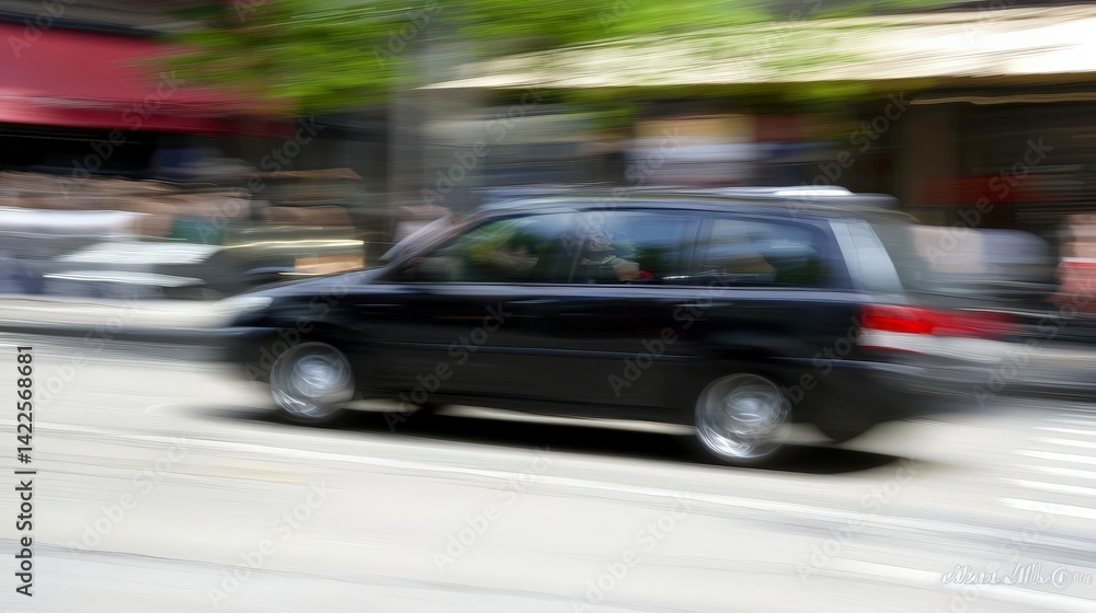 Car Swerving on Road Due to Driver Distraction with Motion Blur Car Swerving on Road Due to Driver Distraction with Motion Blur