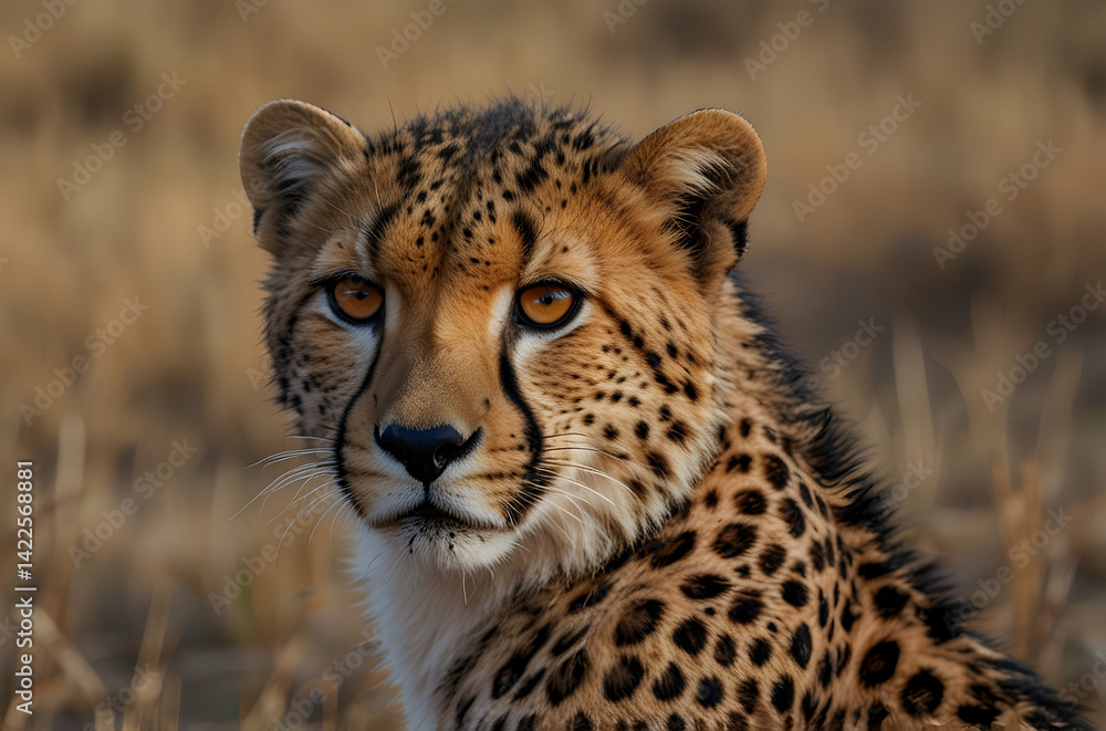 Isolated Cheetah with Sleek Fur and Distinctive Markings Isolated Cheetah with Sleek Fur and Distinctive Markings