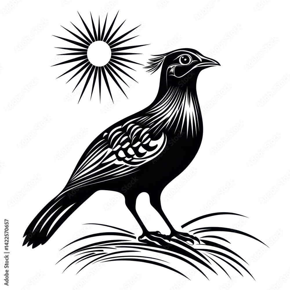 Naklejka premium Stylized Bird Sun