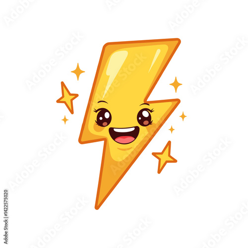 Cheerful lightning bolt vector, bright icon showcasing energy concept