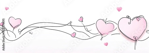 Wallpaper Mural Pink Hearts and Elegant Vines: A Delicate Romantic Design Torontodigital.ca