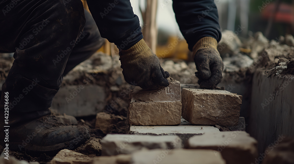 Construction Worker Handling Bricks Construction Worker Handling Bricks