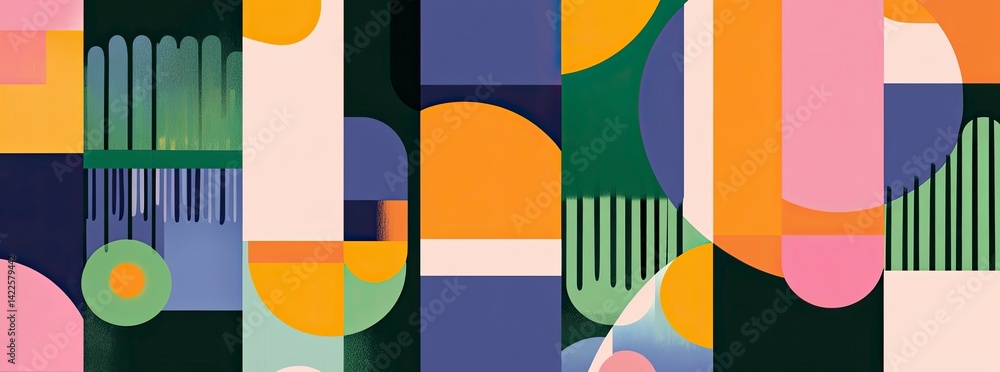 Abstract Geometric Composition: Vibrant Shapes and Hues Abstract Geometric Composition: Vibrant Shapes and Hues