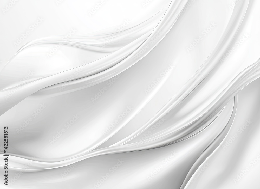 Fluid White Silk: Abstract Swirls of Elegant Grace Fluid White Silk: Abstract Swirls of Elegant Grace