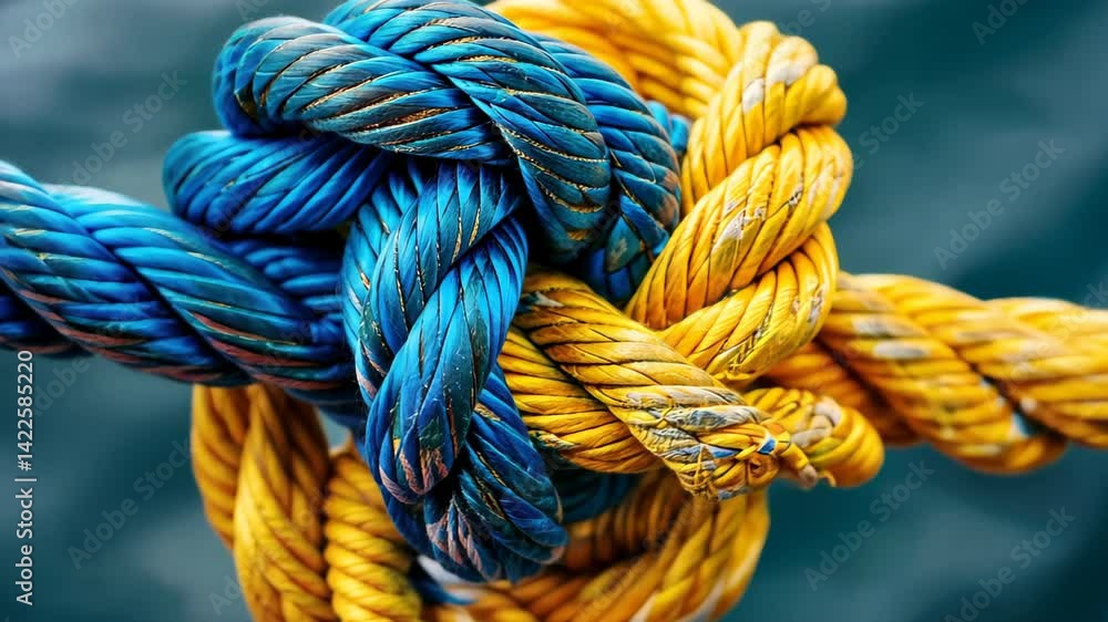 Different ropes intricately woven into a knot, a visual metaphor for teamwork and collaboration. Ai Generated. Different ropes intricately woven into a knot, a visual metaphor for teamwork and collaboration. Ai Generated.