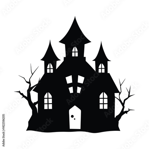 Haunted Mansion with Window Silhouette