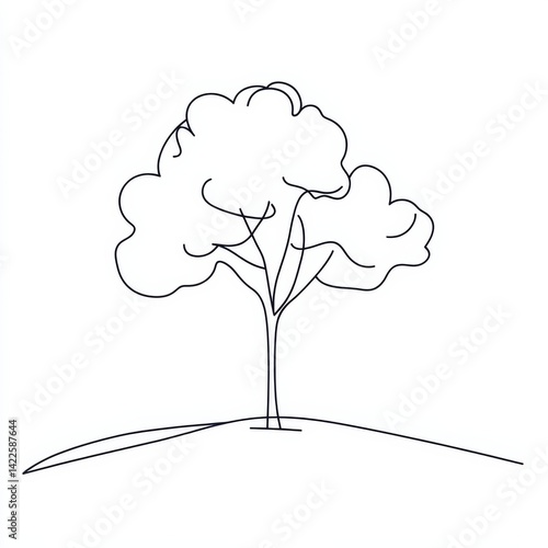 Wallpaper Mural Continuous one line drawing of eco green tree with bush for garden icon. Natural ecology park logo hand drawn minimalist concept  Torontodigital.ca