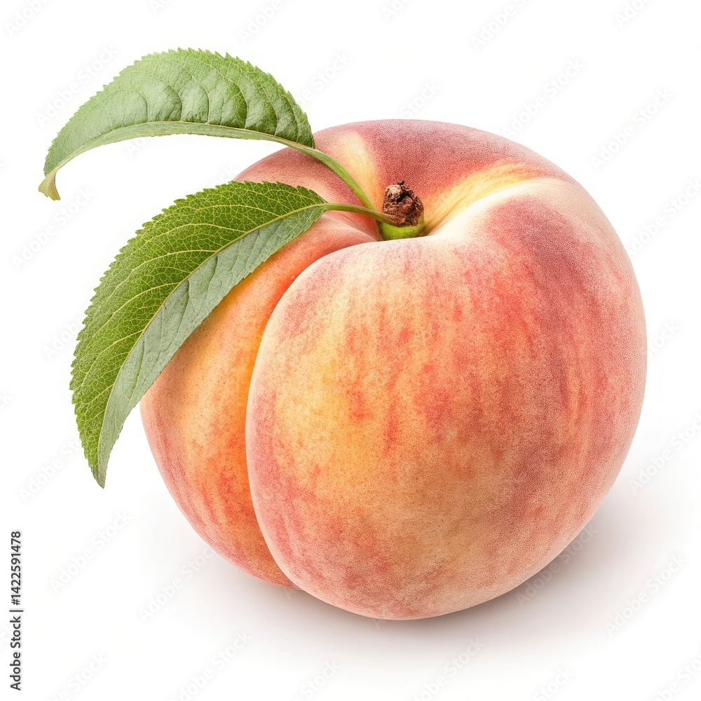 peach with leaves peach with leaves