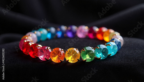 Obraz na płótnie Rainbow bracelet sparkling on a black background w salonie