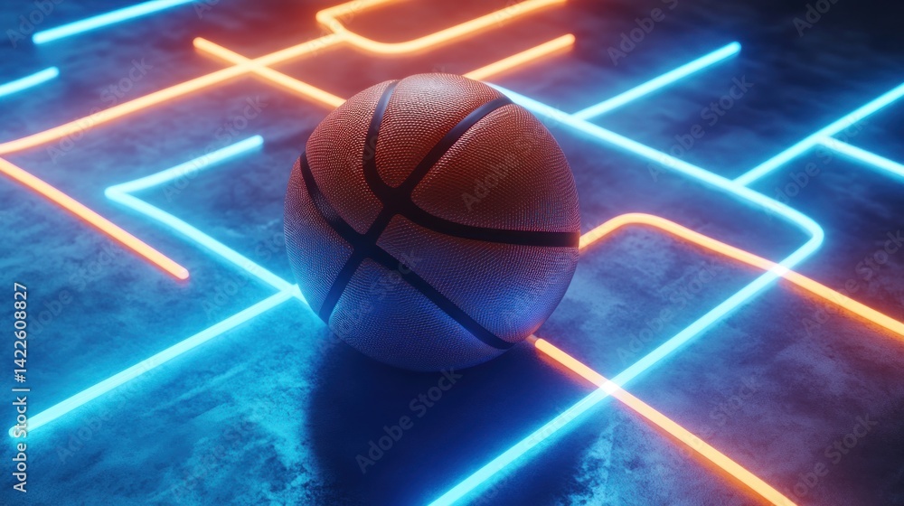 Fototapeta premium Basketball Maze Neon Court Challenge