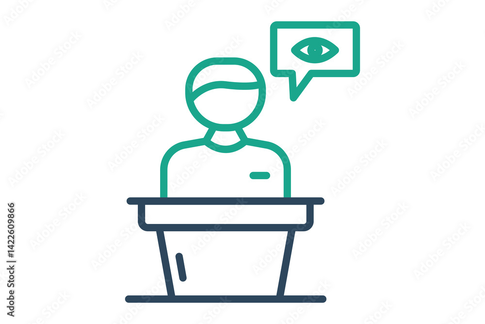 Witness icon. line icon style. icon related to testimony and evidence. law elements vector illustration Witness icon. line icon style. icon related to testimony and evidence. law elements vector illustration