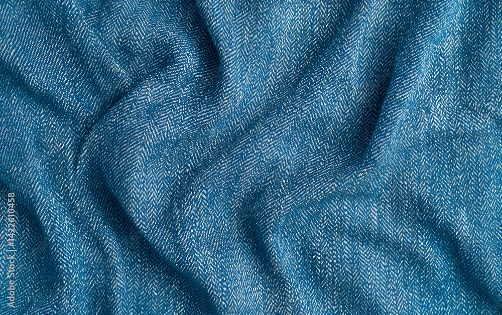 Textured Blue Herringbone Fabric Background, Detailed Closeup of Woven Textile Textured Blue Herringbone Fabric Background, Detailed Closeup of Woven Textile