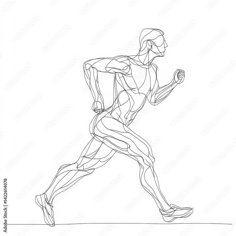 Happy running man. Continuous one line drawing Happy running man. Continuous one line drawing