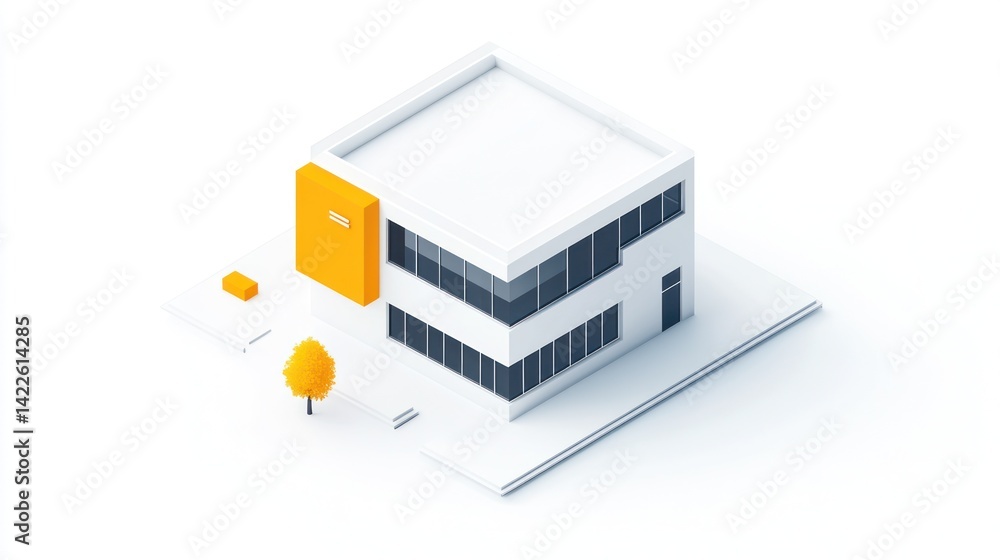 Isometric Modern Building Exterior, Urban Scene, Architectural Design, Illustration, 3D Render, Use in Presentation Isometric Modern Building Exterior, Urban Scene, Architectural Design, Illustration, 3D Render, Use in Presentation