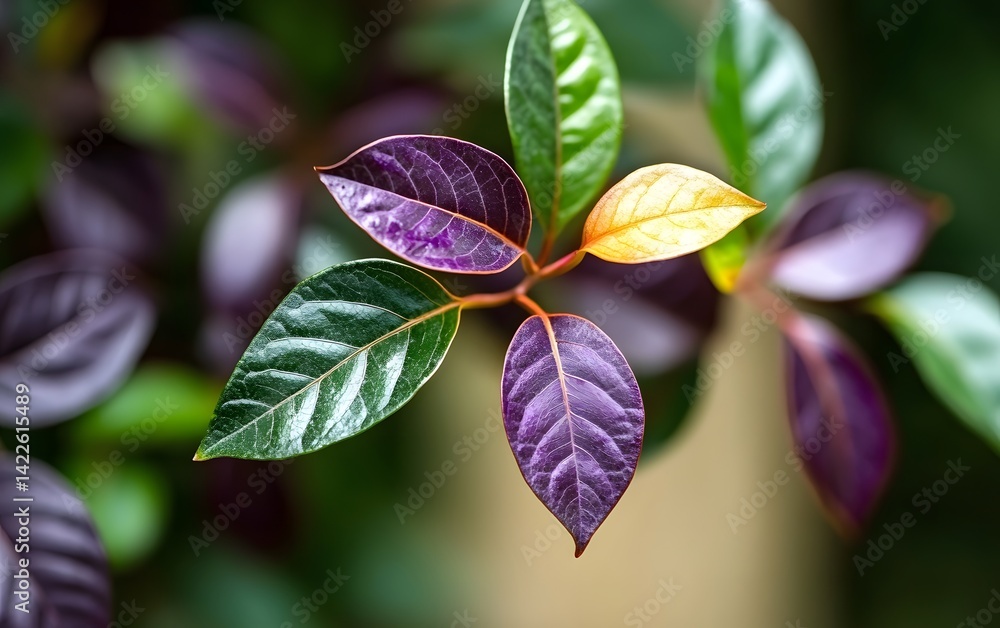 Obraz premium Vibrant Multicolored Leaves Closeup Botanical Photography