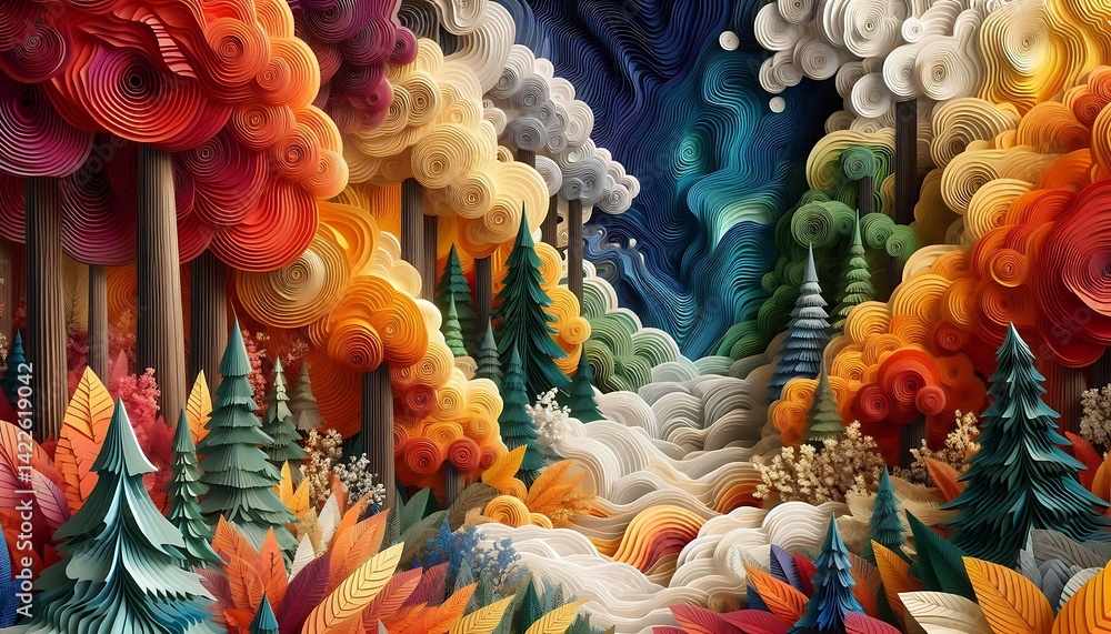 Naklejka premium abstract background with colorful trees