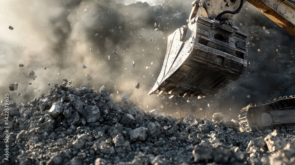 Heavy equipment excavating dark material Heavy equipment excavating dark material