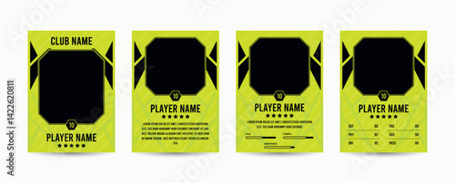trading card template design for sports, picture frame for player performance, photo frame or border collection for hockey, basketball and football player, sports flyer design, template eps 10.