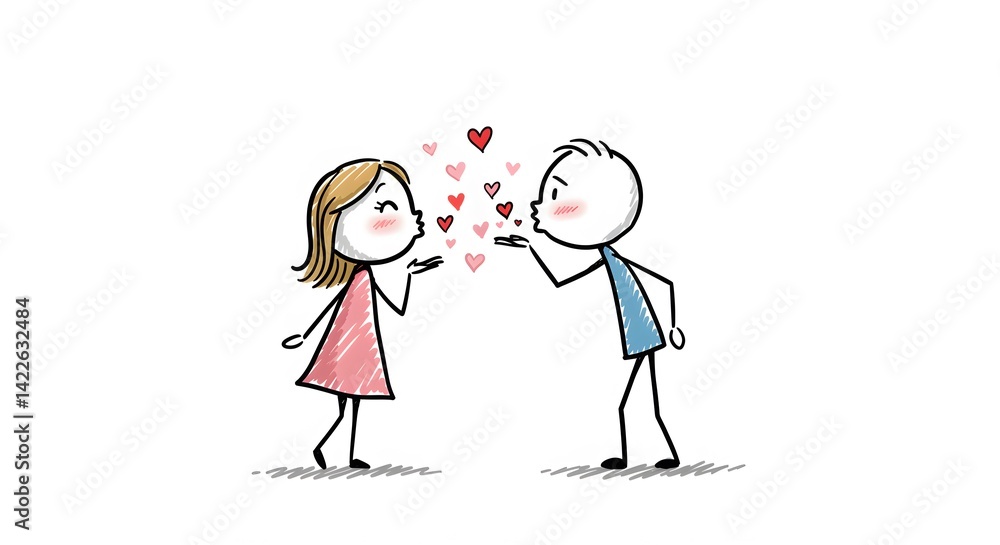 Stick Figure Couple Sharing Heart Kisses
Stick Figure Couple Sharing Heart Kisses
