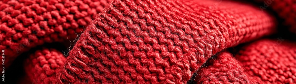 Close-up of a heavy, richly colored red cape showing its woven texture - cape fabric textile scarlet textured