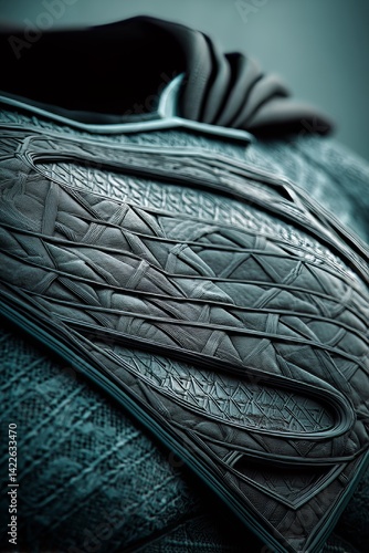 Obraz na płótnie Close-up textured fabric of a dark blue superhero cape - pattern close-up saturated w salonie