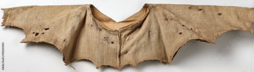 Torn, tattered cape, showing wear and battle damage - war battle-damaged shadow worn background