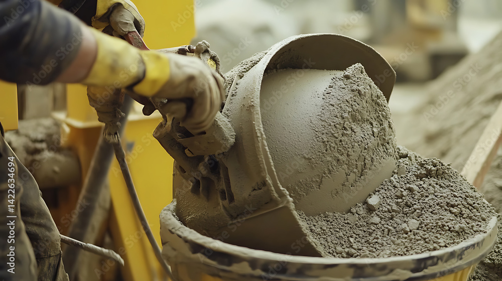 Concrete Mixing at Construction Site
