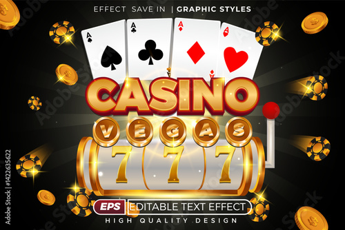 Editable 3d text effect casino vegas