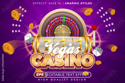 Editable 3d text effect vegas casino