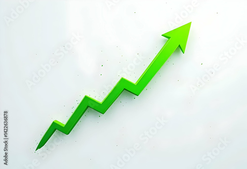 Up trend arrow graph. 3D. Graph going Up sign in green color on transparent background PNG.