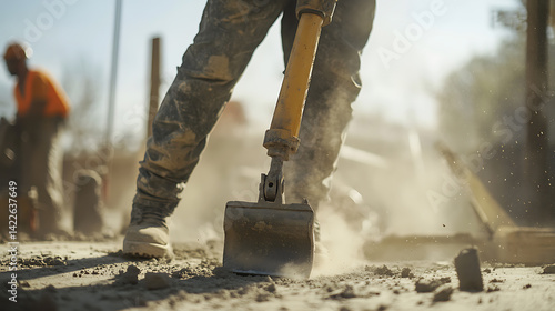 Construction Worker Using a Jackhammer