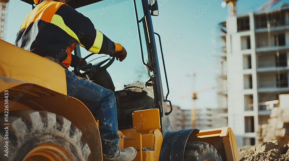 Construction Worker Operating Heavy Machinery