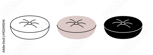 Round pillows icon set. Comfortable fluffy pillows. Vector illustration.